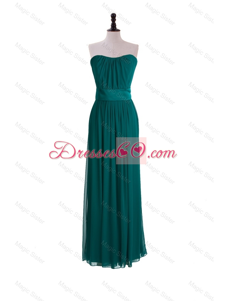 New Style Empire Belt and Ruching Prom Dress in Dark Green
