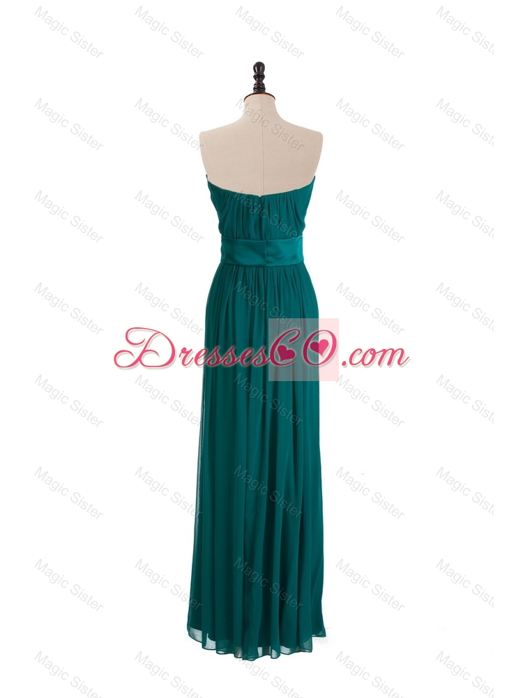 New Style Empire Belt and Ruching Prom Dress in Dark Green