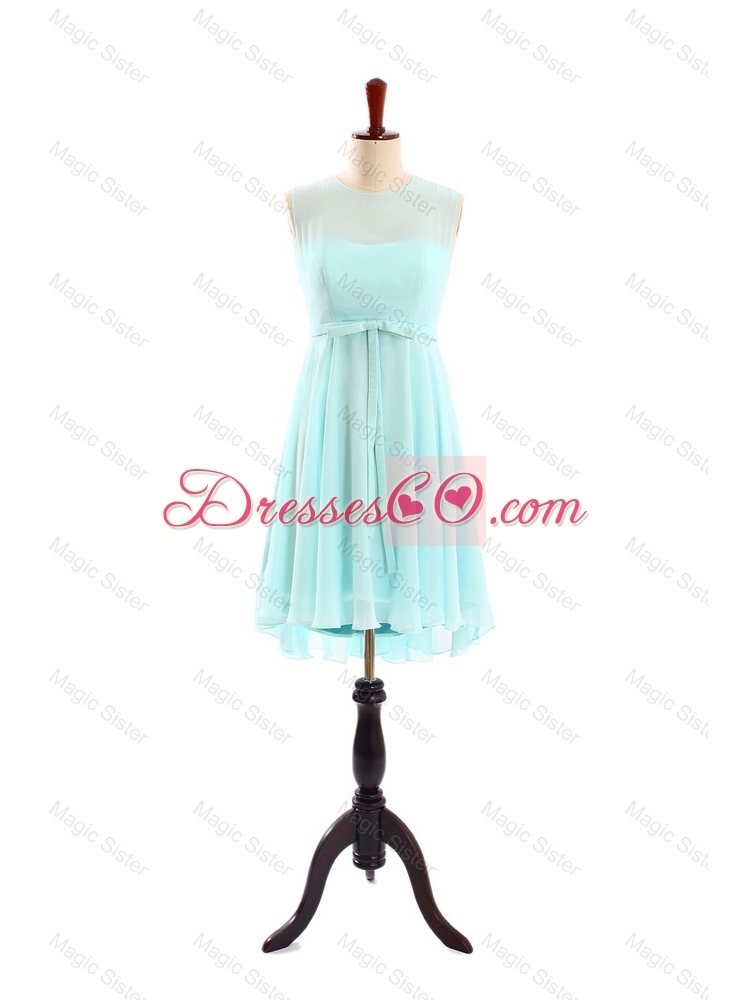 Brand New Scoop Short Apple Green Prom Dress with Belt for