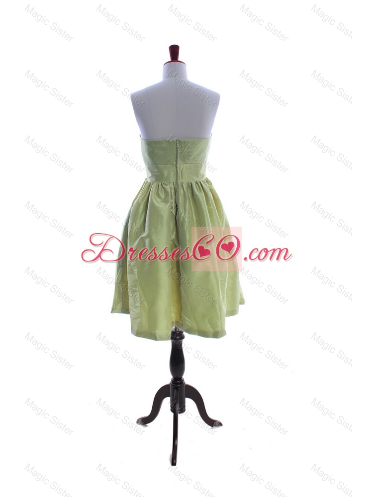 Exclusive Yellow Green Short Prom Dress with Ruching and Belt