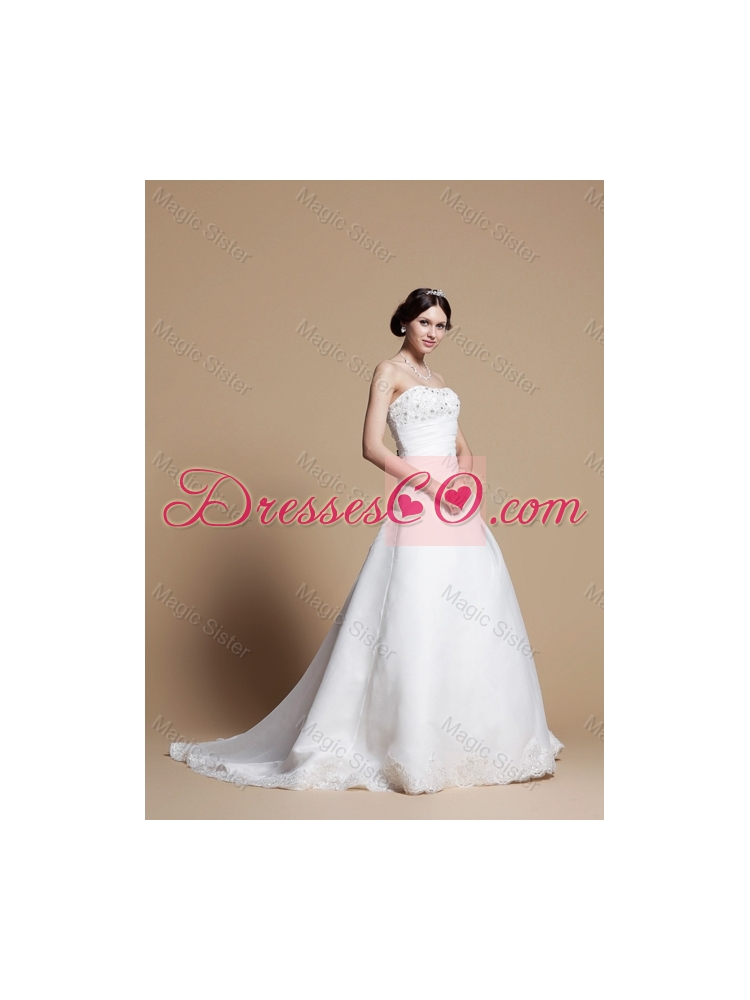 A Line Wedding Dress with Beading and Appliques