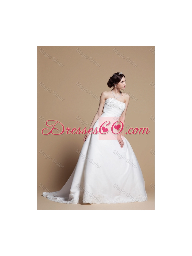 A Line Wedding Dress with Beading and Appliques