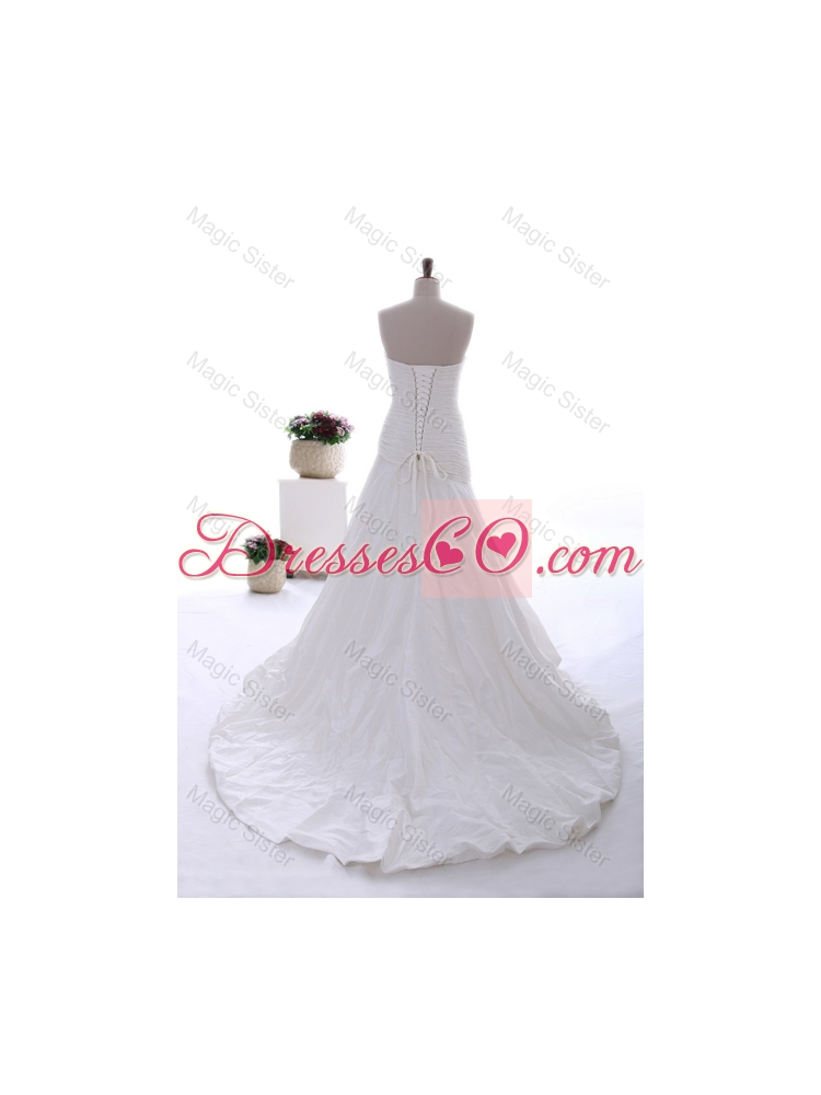 Exquisite Beading White Wedding Dress with Court Train for