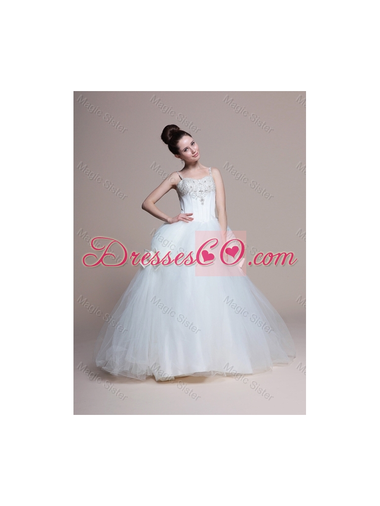 Perfect A Line Straps Beading Wedding Dress with Bowknot