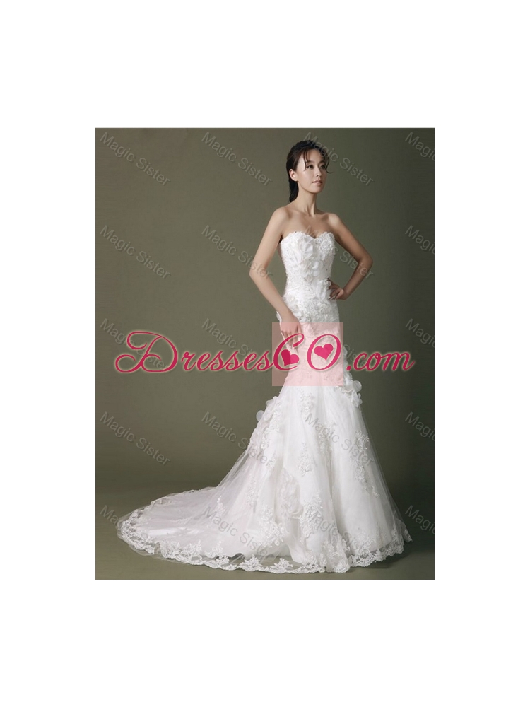 Brand New Beading Lace Wedding Dress with Court Train
