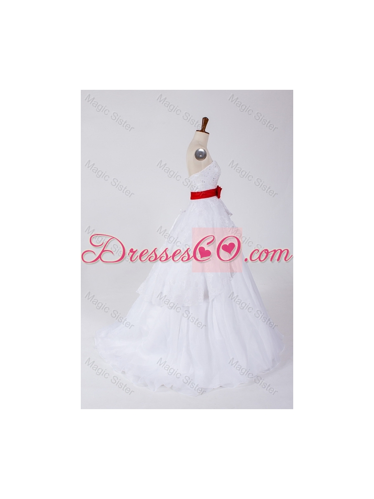 Classical Beading and Bowknot Wedding Dress with Brush Train
