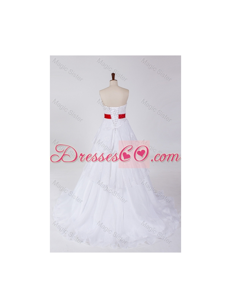 Classical Beading and Bowknot Wedding Dress with Brush Train
