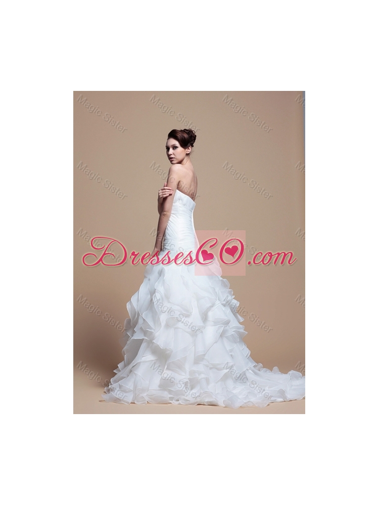 Elegant A Line Strapless Wedding Dress with Ruffles