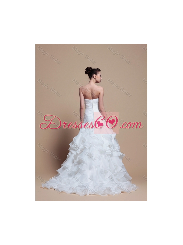 Elegant A Line Strapless Wedding Dress with Ruffles