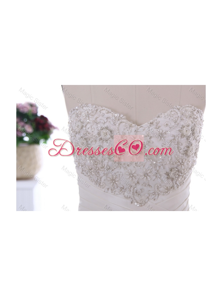 Romantic Embroidery and Beading Wedding Dress with Court Train