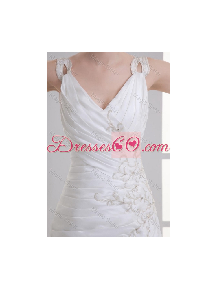 Perfect Mermaid Straps Wedding Dress with Appliques and Beading