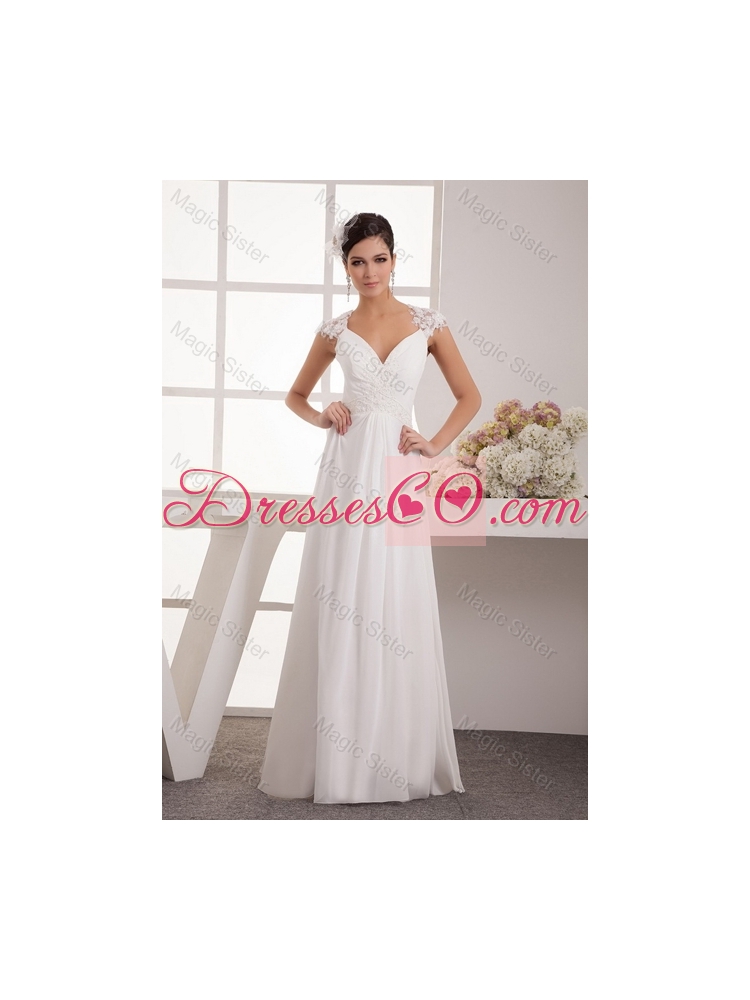 Classical Appliques Long Wedding Dress with Appliques for