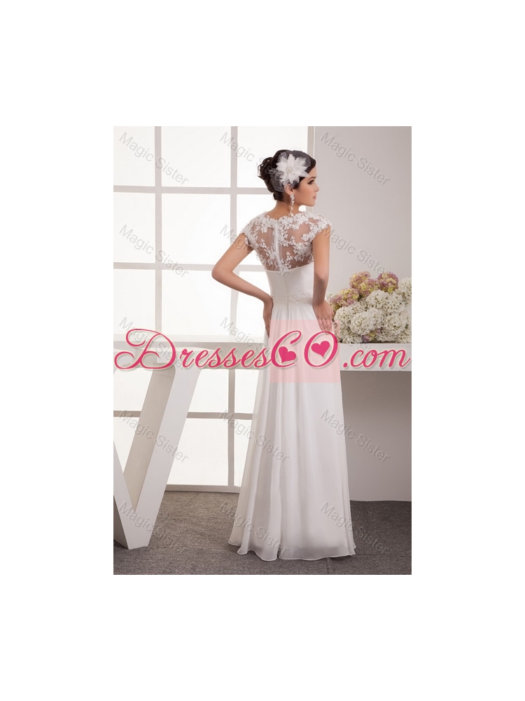 Classical Appliques Long Wedding Dress with Appliques for