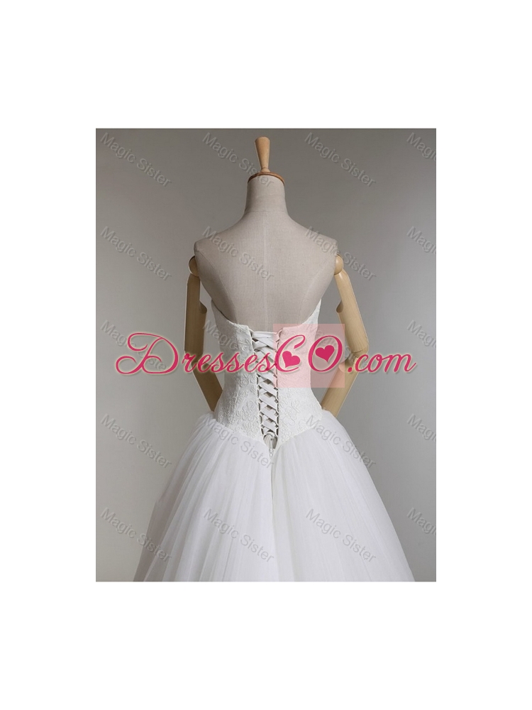 Elegant A Line Strapless Wedding Dress with Appliques