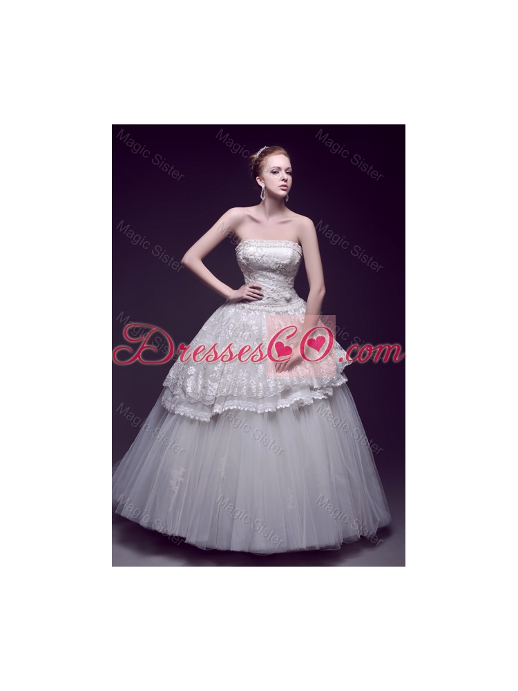 Luxurious Appliques Ball Gown Wedding Dress with Brush Train