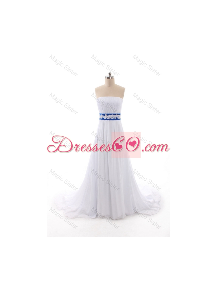 Perfect Empire Strapless Wedding Dress with Belt and Bowknot