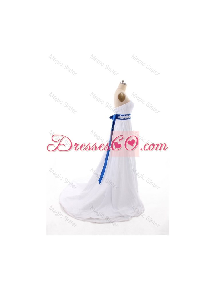 Perfect Empire Strapless Wedding Dress with Belt and Bowknot