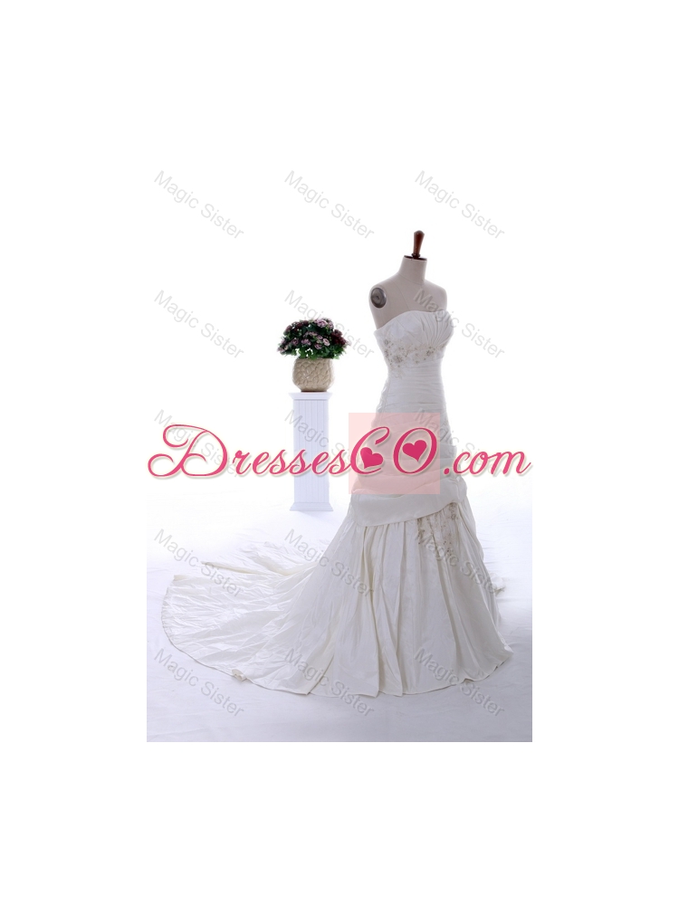 Remarkable Beading and Appliques Court Train Wedding Dress