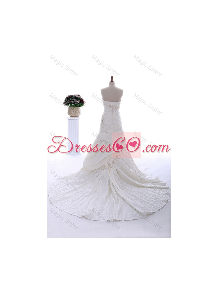 Remarkable Beading and Appliques Court Train Wedding Dress