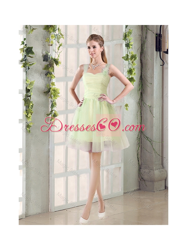 Fall Lovely A Line Straps Ruching Dama Dress with Bowknot