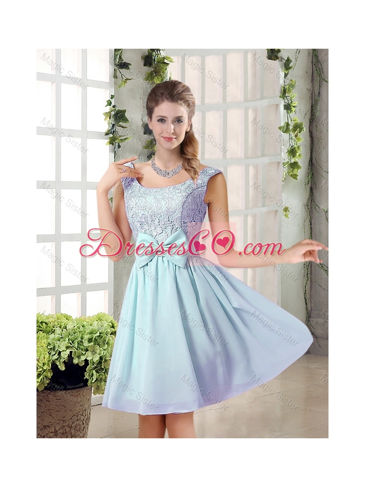 A Line Straps Bowknot Short Dama Dress with Bowknot