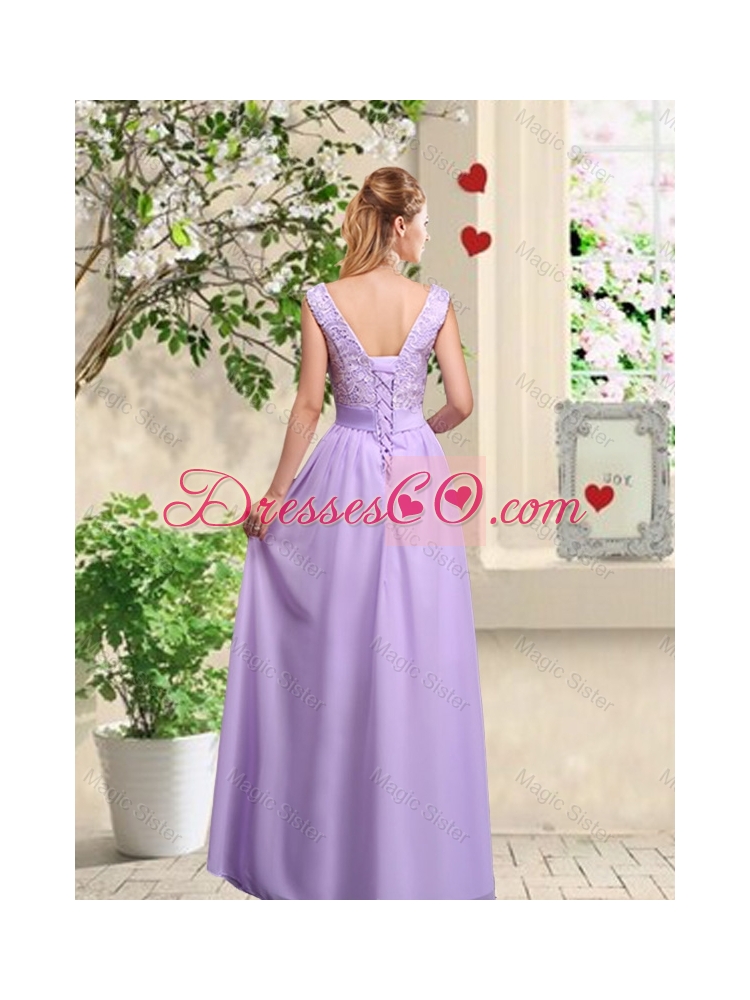 Classical Bowknot Dama Dress with Floor Length