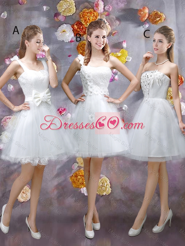Discount One Shoulder Appliques Dama Dress in White
