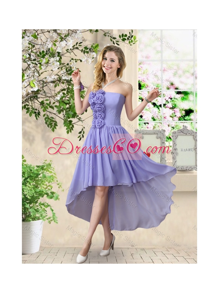 Cheap One Shoulder Ruched Bridesmaid Dress in Lavender