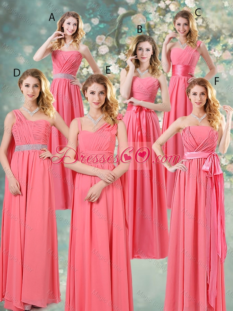 Elegant Strapless Bridesmaid Dress in Watermelon Red