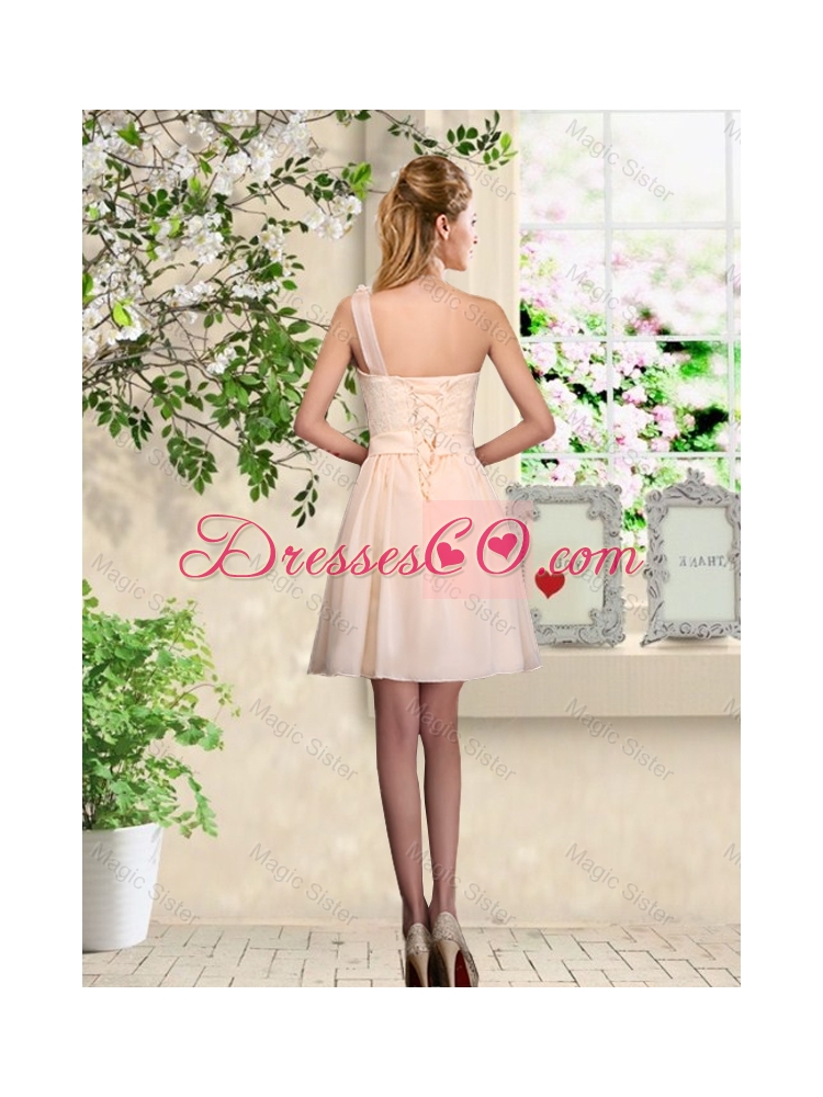 Lovely One Shoulder Bridesmaid Dress with Hand Made Flowers