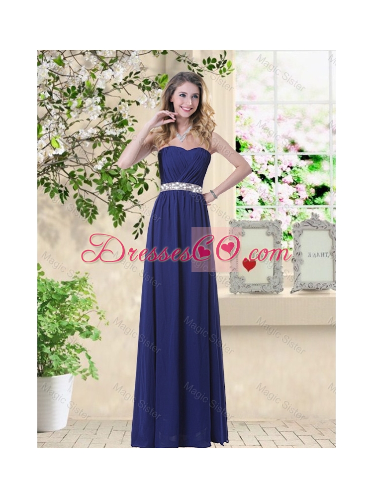Wonderful Ruched Navy Blue Bridesmaid Dress with V Neck