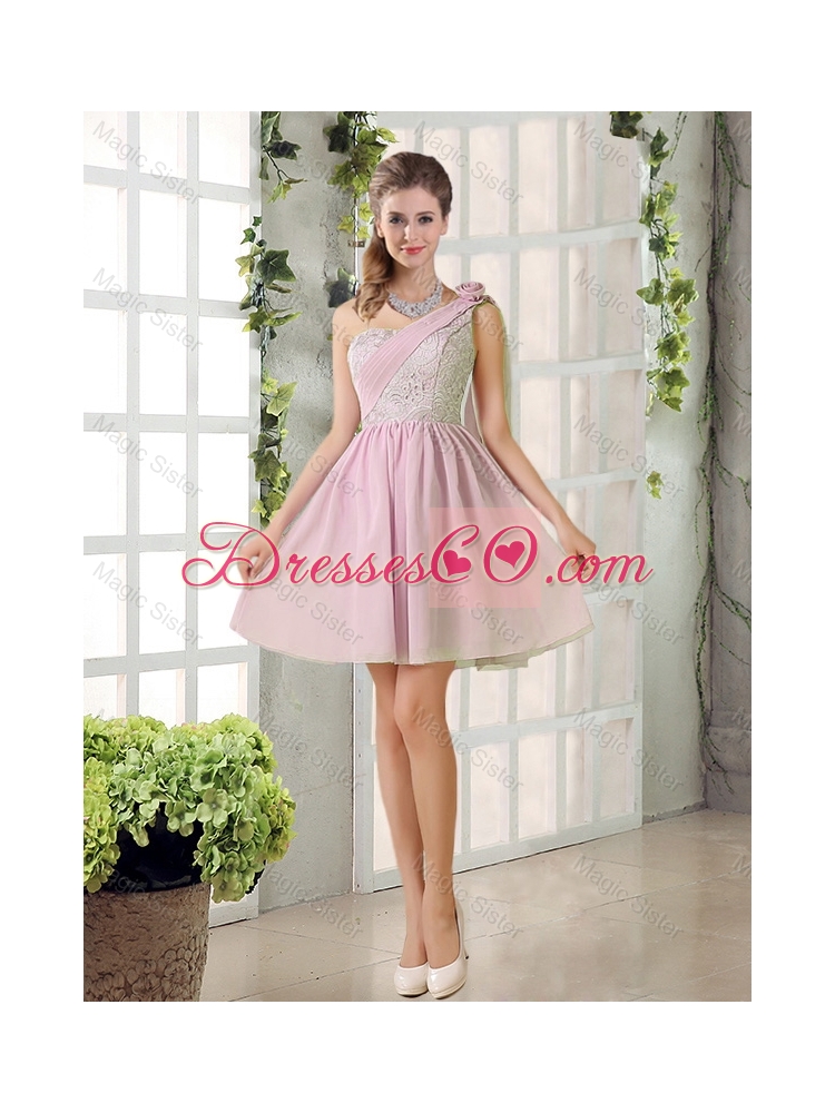 Fall A Line One Shoulder Bridesmaid Dress with Lace