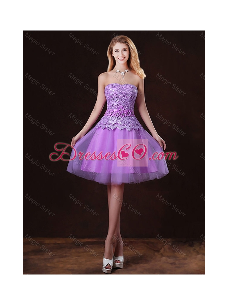 Luxurious Scoop Bridesmaid Dress with Appliques and Belt