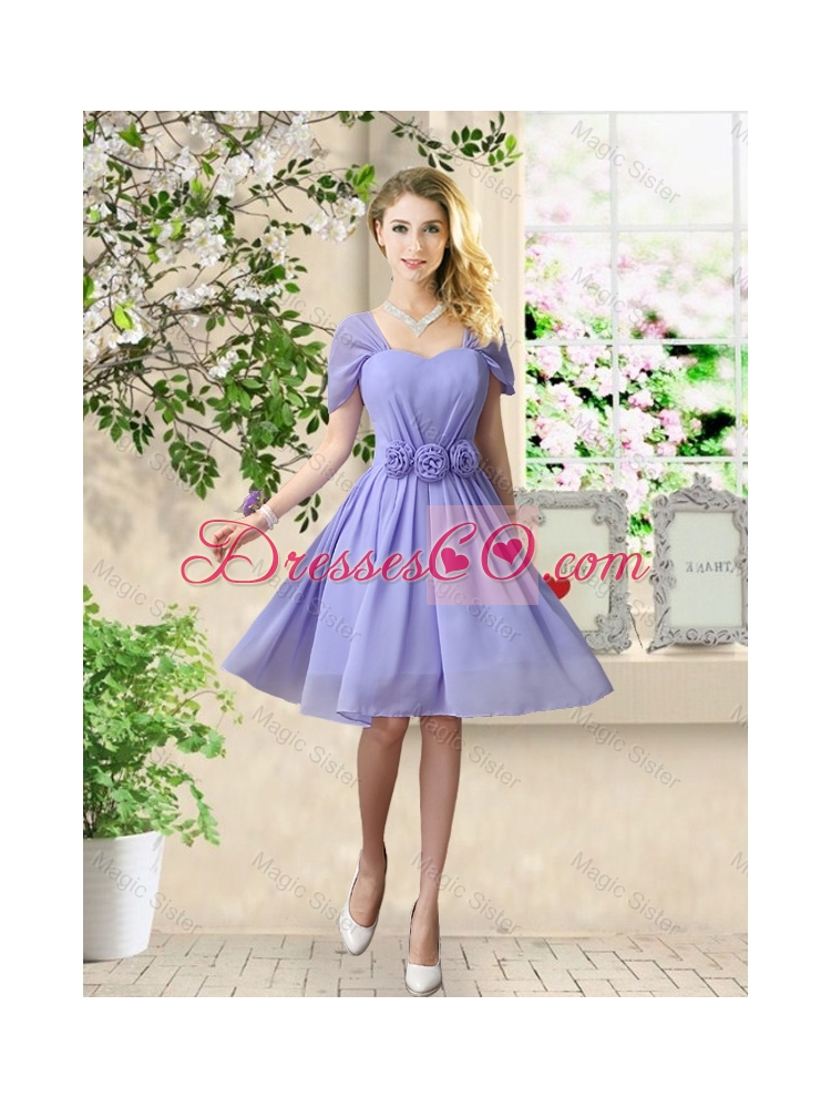 Pretty Strapless Bridesmaid Dress with Hand Made Flowers