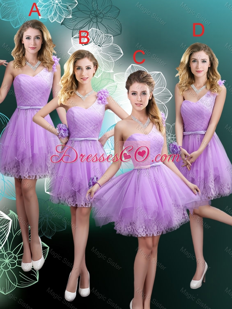 Cheap Hand Made Flowers Bridesmaid Dress with One Shoulder