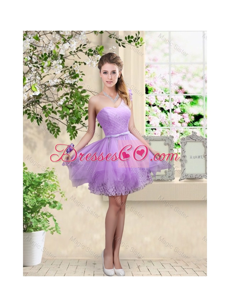 Cheap Hand Made Flowers Bridesmaid Dress with One Shoulder