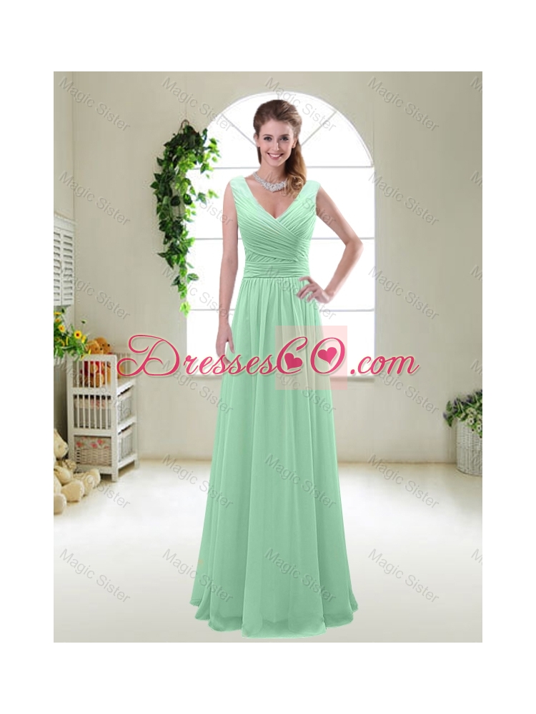 Comfortable Apple Green Bridesmaid Dress with Ruching
