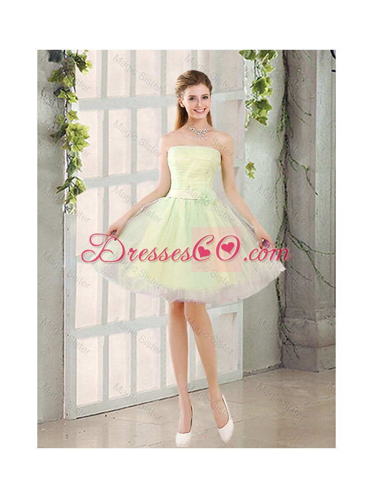 Custom Made A Line Strapless Tulle Prom Dress with Belt