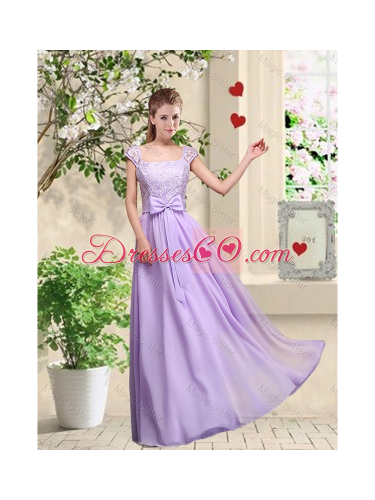 New Style Laced and Bowknot Bridesmaid Dress with Square
