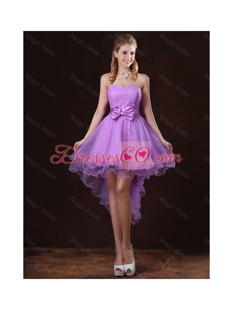 Popular Laced Lilac Prom Dress with A Line