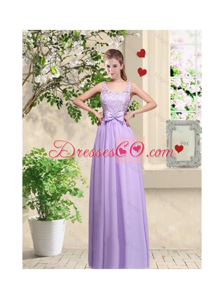 Popular Laced and Bowknot Prom Dress with Empire