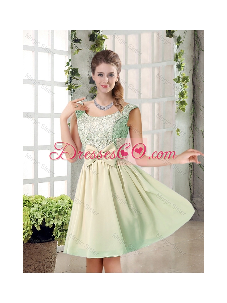 Summer A Line Straps Lace Dama Dress with Bowknot