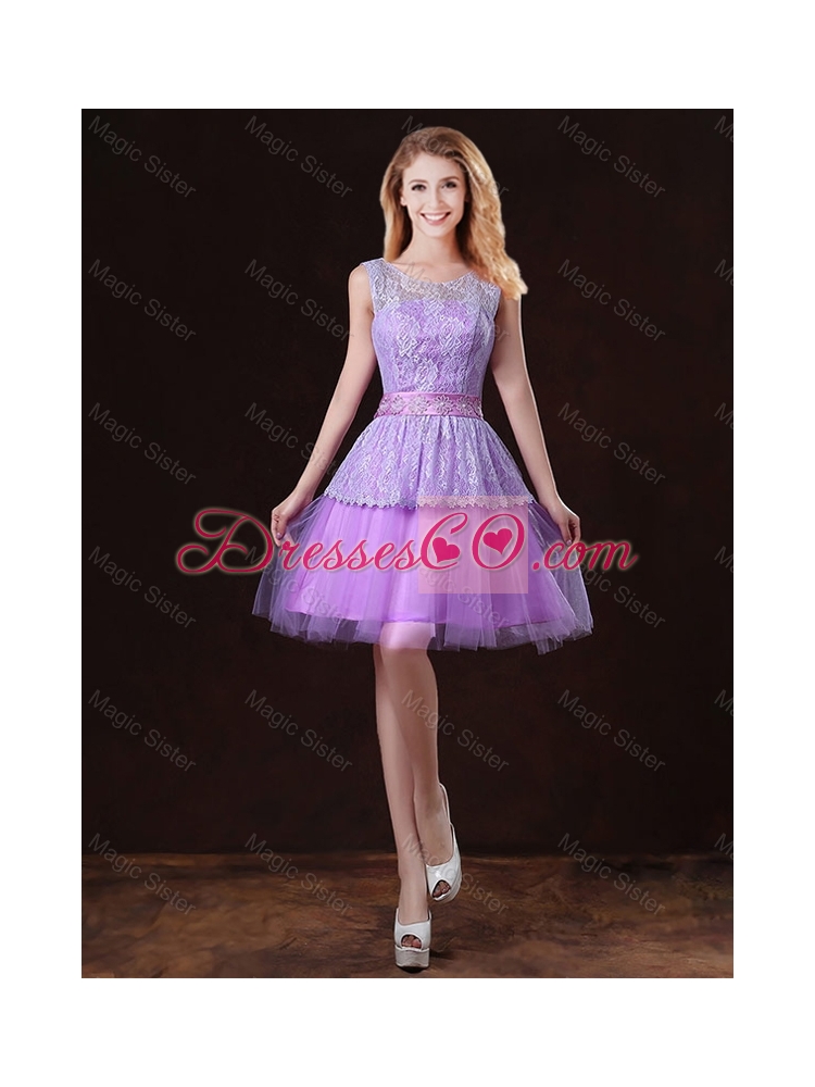 Discount V Neck Tulle Dama Dress with Bowknot