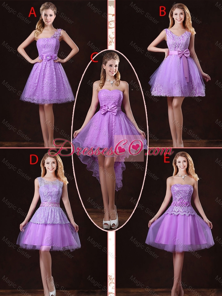 Discount V Neck Tulle Dama Dress with Bowknot