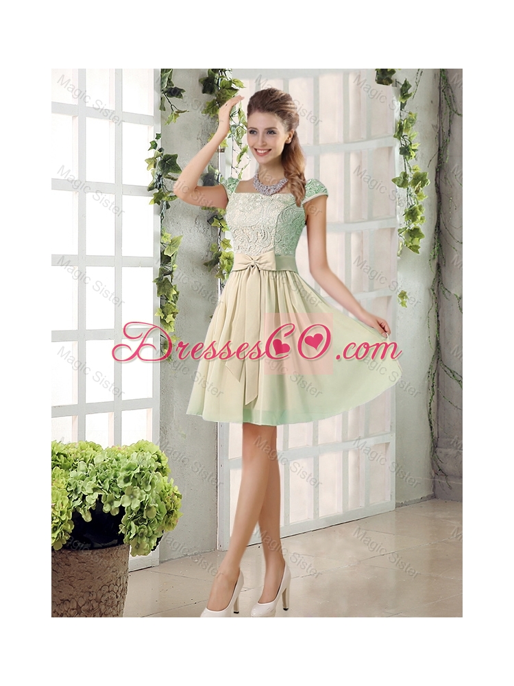 Spring A Line Square Prom Dress with Bowknot