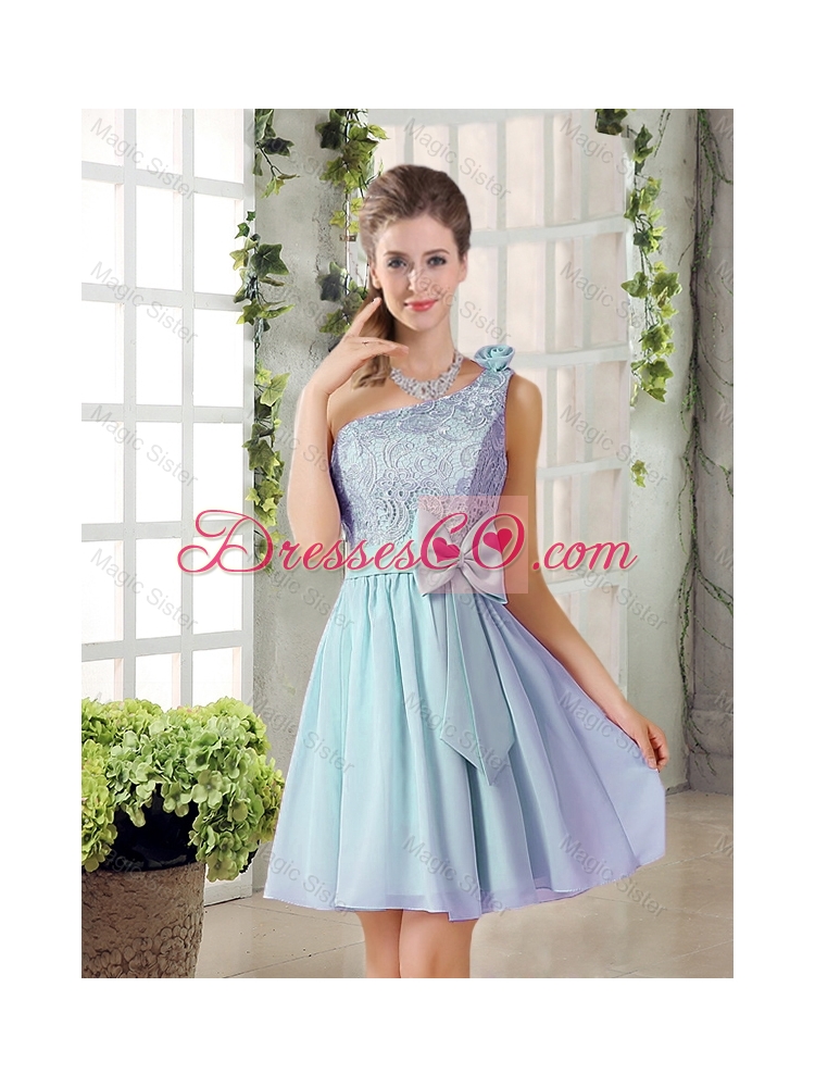 Summer A Line One Shoulder Prom Dress with Lace