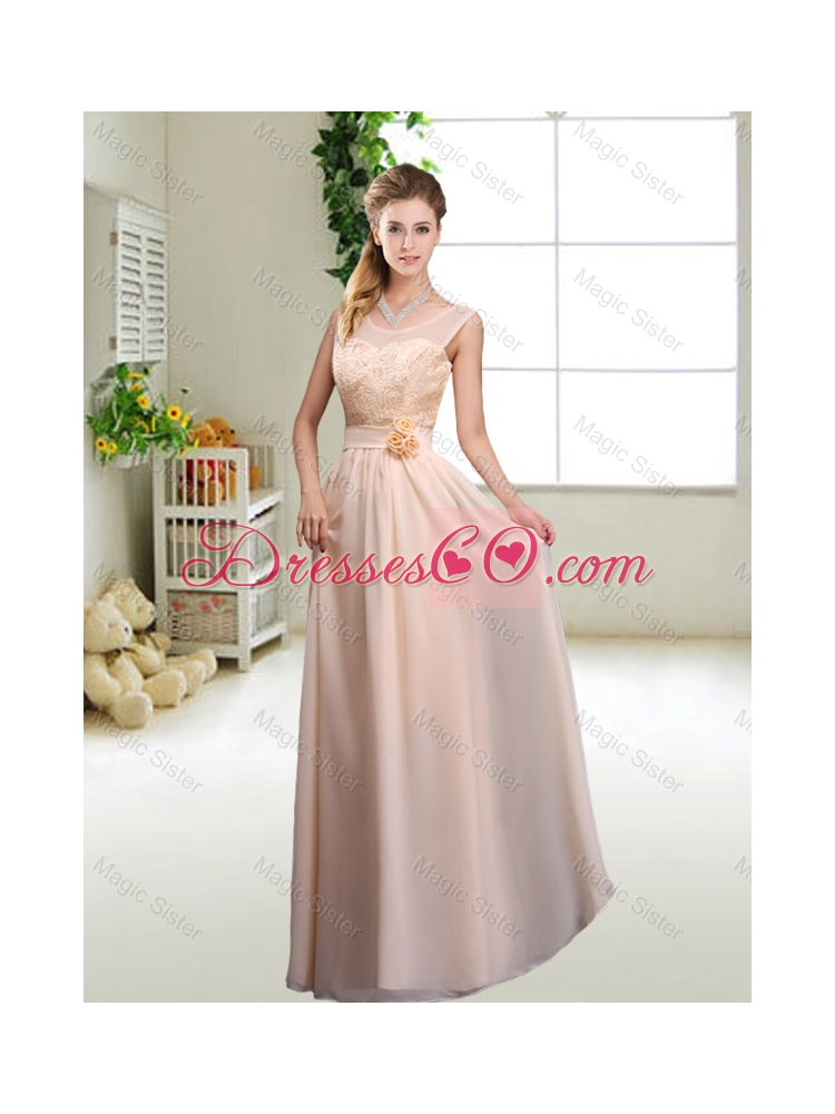 Beautiful Hand Made Flowers Prom Dress with Column