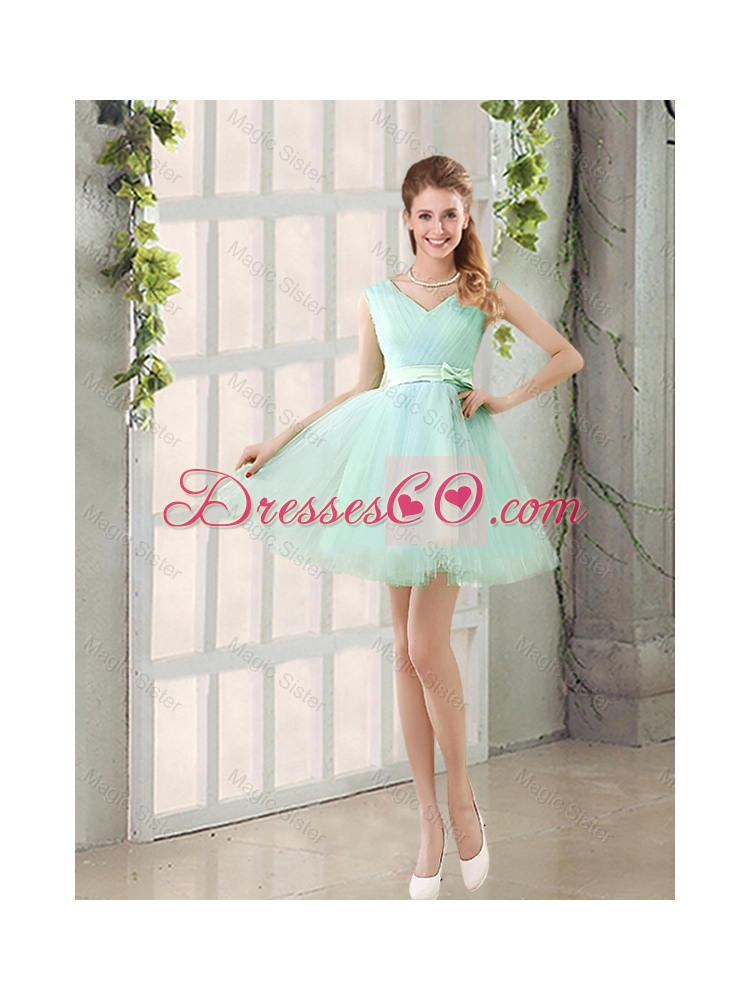 Gorgeous V Neck Strapless Prom Dress with Bowknot