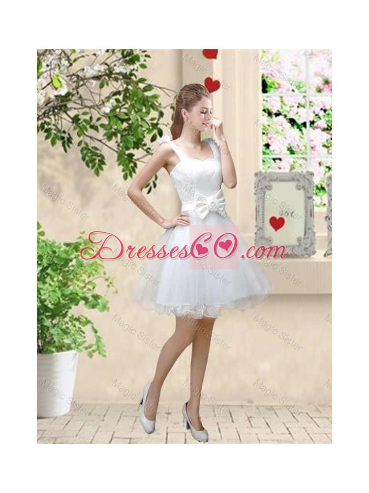 Sophisticated Appliques White Dama Dress with Mini Length
