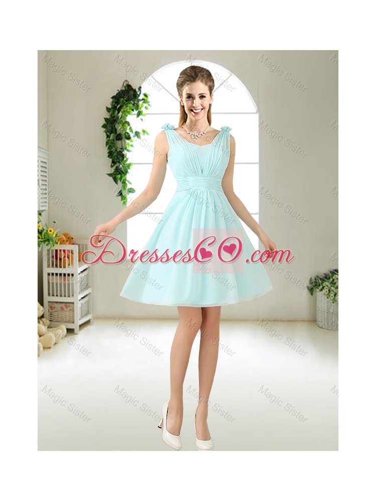 Cheap Halter Top Belt Light Blue Prom Dress